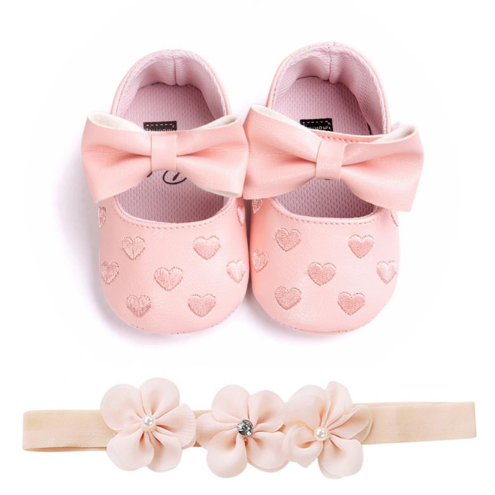 Voberry Kids Baby Girls Bowknot Mary Jane Shoes Toddler Leather Princess Flower Flat Sneakers 