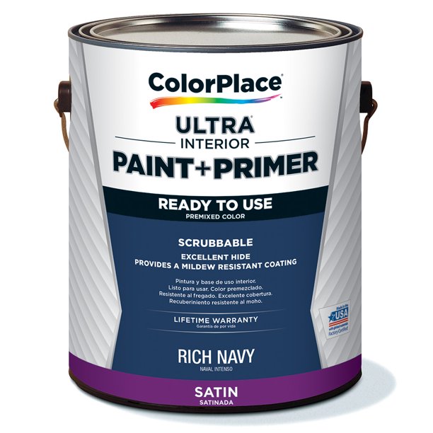 ColorPlace ULTRA Interior Paint & Primer, Rich Navy, Satin, 1 Gallon