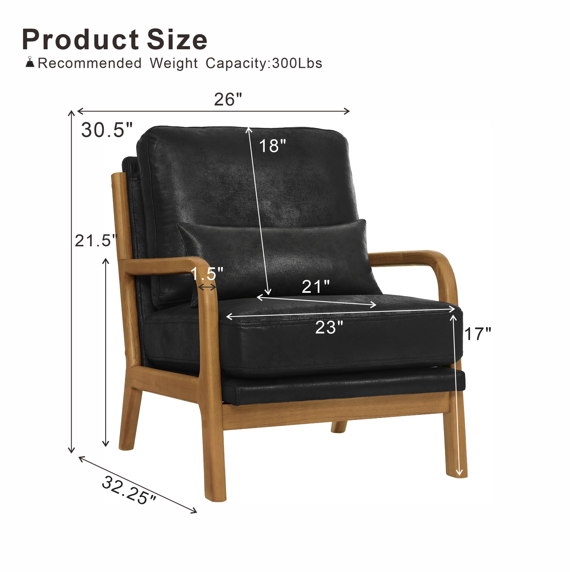Lounge Chair with Foil Fabric and Solid Wood Frame, Modern Accent Armchair and Curved Seating for Living Room Bedroom, Black