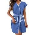 thumbnail image 3 of Vetsdori Womens Lightweight Robes Short Length Cotton Nightgowns Strap Loungewear Warm Cozy Casual Bathrobe for Ladies, 3 of 8