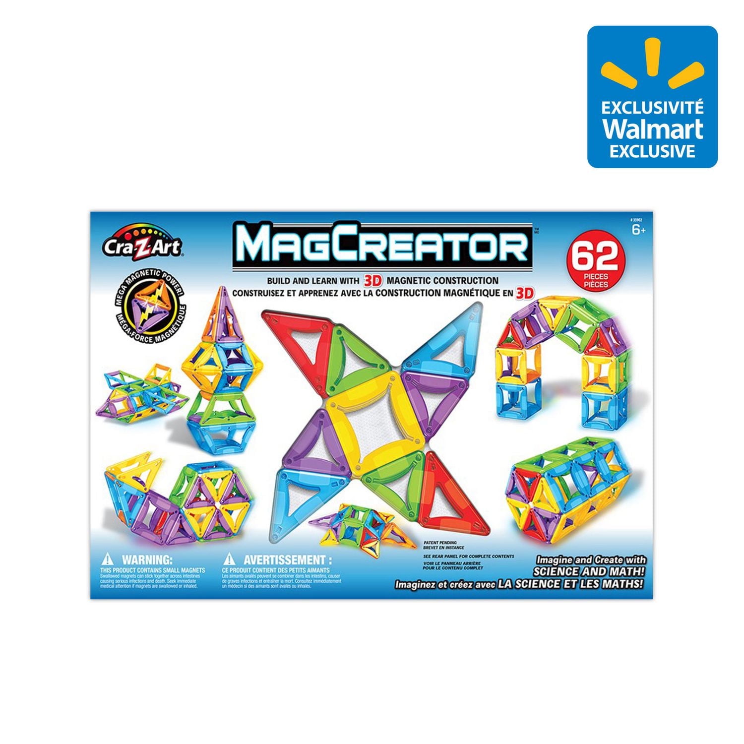 Cra-Z-Art Magcreator Magnetic Construction Building Set 62 Pieces