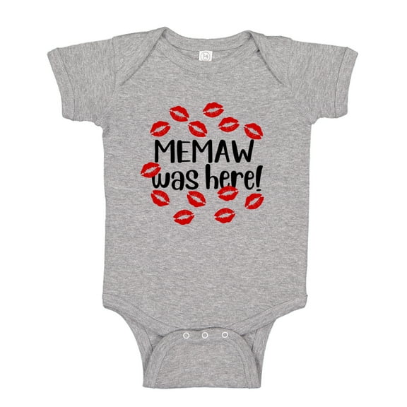 Memaw Was Here Baby Bodysuit One Piece NB Athletic Heather