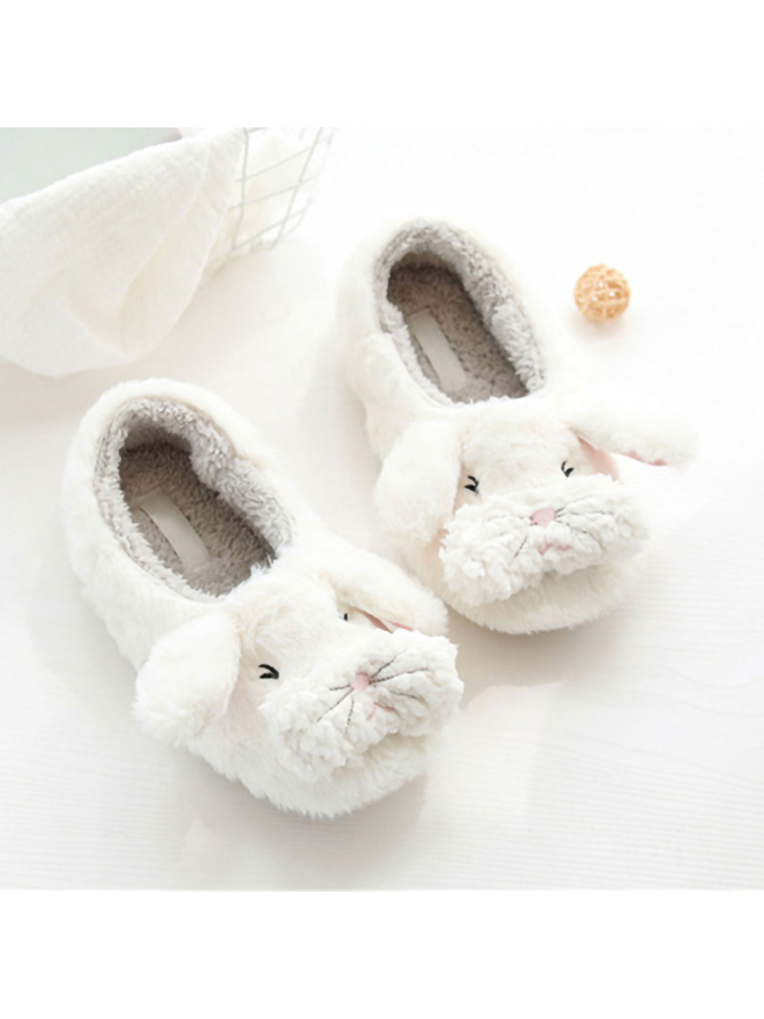 Women Slippers 3D Cat Print Slippers Floor Thick Warm Home Indoor Plush Flat Plush Shoes