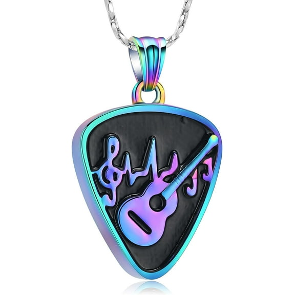 Cremation Jewelry for Ashes Pendant Stainless Steel Music Guitar/Guitar Pick Cremation Keepsake Memorial Urn Necklace for Women Men