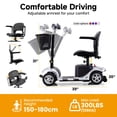 thumbnail image 5 of Foldable 4-Wheel Mobility Scooter for Seniors,Portable Electric Wheelchair with USB Port,Easy Travel & Daily Use(Shining Silver), 5 of 17