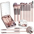 thumbnail image 1 of Travel Mirror With Light, Travel Make Up Accessories, Function Cosmetic Brushes Kit Makeup Brush Set For Women White, 1 of 4