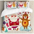 thumbnail image 3 of Christmas Twin Size Duvet Cover Set, Santa and Teddy Bear Vintage Christmas Season Ornaments Party Kids Nursery Theme, Decorative 2 Piece Bedding Set with 1 Pillow Sham, Multicolor, by Ambesonne, 3 of 3