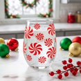 thumbnail image 4 of Christmas Glass Cups, Peppermint Candy Cane Pattern Drinking Tumbler, Clear Glass Cup for Xmas Holiday Table Setting, Christmas Glassware for Home Party, Clear, 4 of 6