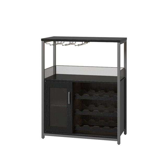 Yiwa Wine Bar Cabinet - Large Capacity Liquor Cabinet with Storage, Adjustable Shelves for Glassware, Sturdy MDF Construction, Easy Assembly Wine Rack Ideal for Dining Room Bar & Kitchen