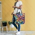thumbnail image 4 of FORMRS Womens Canvas Tote Bag with Zipper Inner Pocket Shoulder Handbag, Vibrant Dragon Scales Pattern, 4 of 7