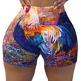 thumbnail image 2 of Lsque Rooster Oil Painting Pattern High Waisted Biker Shorts for Women-Tummy Control Fitness Athletic Workout Running Yoga Gym Shorts,Moisture-Wicking-Medium, 2 of 9