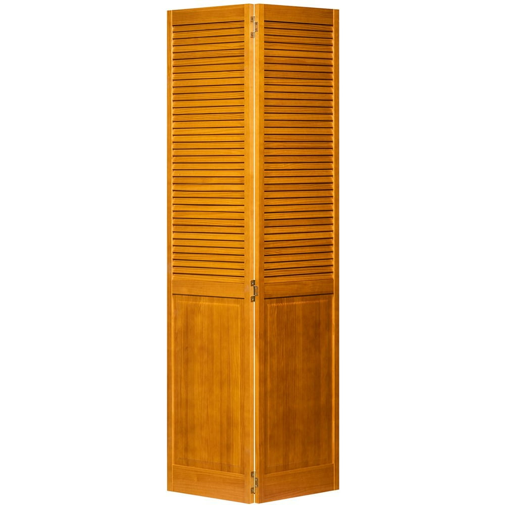 24 in. x 80 in. Kimberly Bay Traditional Louver Panel Golden Oak Solid