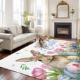 thumbnail image 3 of Easter 5'x8' Area Rug for Living Room, Pink Tulip Flowers Spring Watercolor Bunny Floral Washable Non-Slip Rugs for Bedroom Nursery Dining Room, Low-Pile Kitchen Carpet Large Entryway Rugs, 3 of 9
