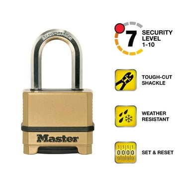 Master Lock Zinc 2in (51mm) Heavy Duty Outdoor Combination Padlock, 1-1/2in (38mm) Shackle