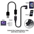 thumbnail image 2 of HSHDLDF Micro USB Cable Micro USB 2.0 5-Pin Male to Female Data Extension Cable U Shape Angled, 2 of 7