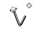 thumbnail image 1 of Nose Ring Stud L-Shape Surgical Steel Screw Piercing 3MM Set CZ Gem 20G 18G 6MM, 1 of 10