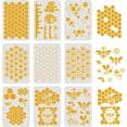 thumbnail image 1 of Juego de 9 plantillas de panal de abeja de 29,7 x 21 cm (11,7 x 8,3 pulgadas) para pintar abejas. Plantilla reutilizable con patrón de panal. Plantilla rómbica., 1 of 7