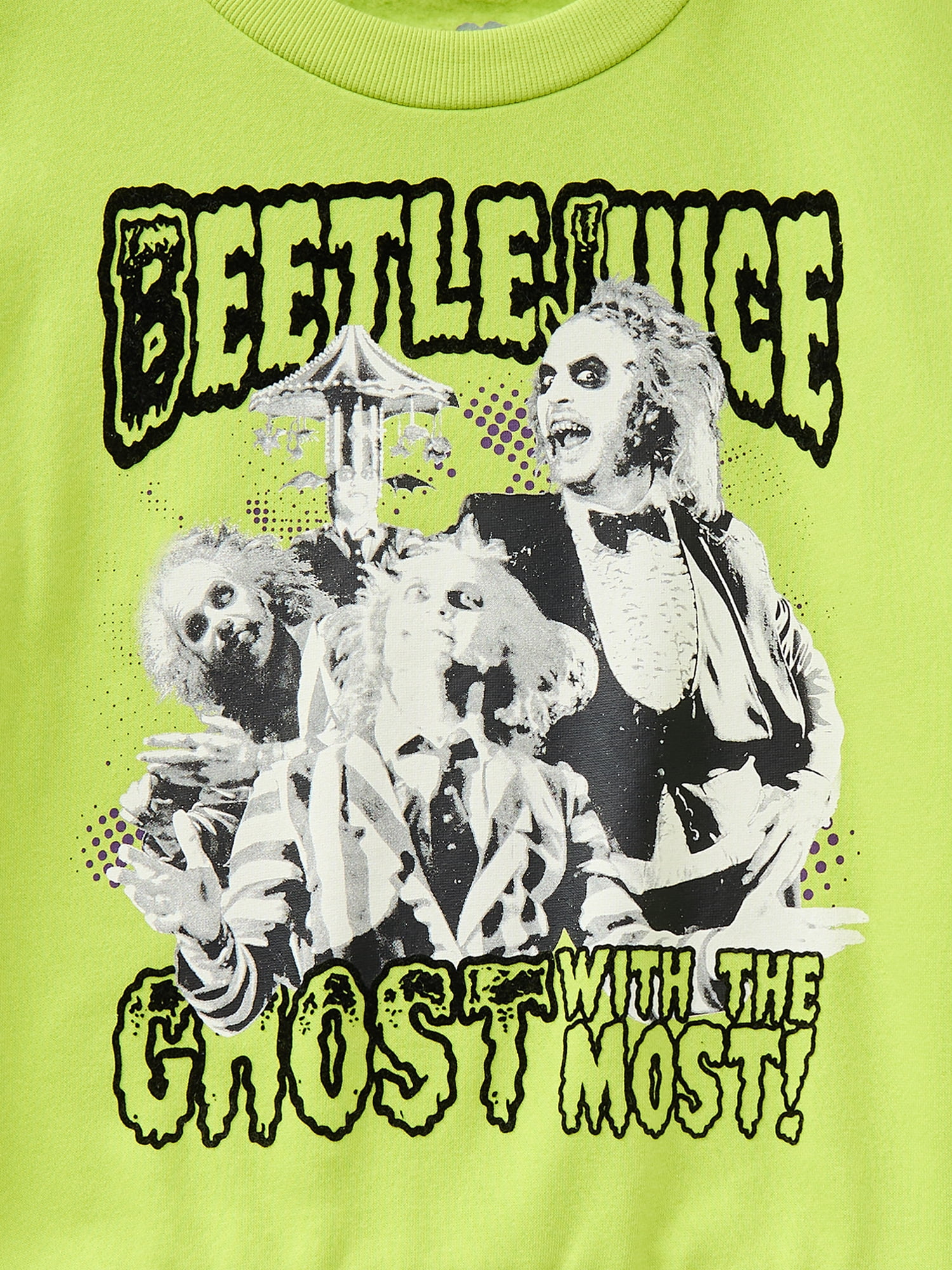 Beetlejuice Boys Long Sleeve Halloween Graphic Crewneck Sweatshirt, Sizes 4-18