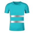 thumbnail image 2 of Miutii Men Hi Vis T-Shirt High Viz Visibility Short Sleeve Safety Tops Work Reflective Shirt Sky Blue 3XL, 2 of 5