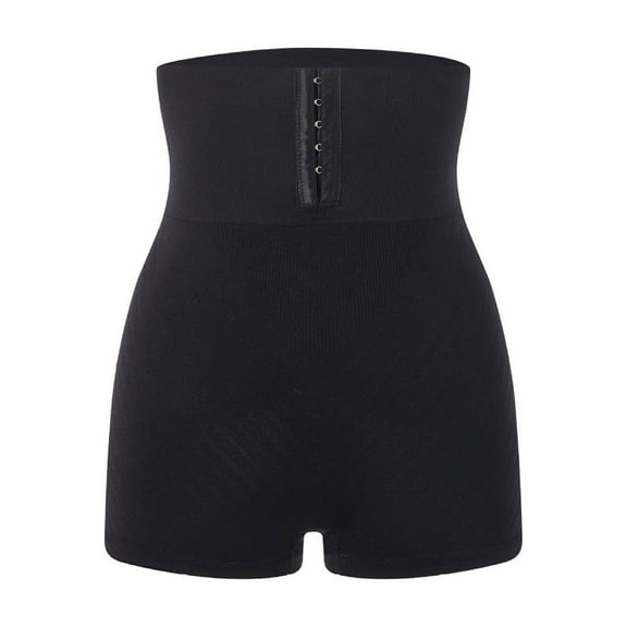 BLTIBY Women Butt Lifter Shapewear High Waisted Tummy Control Underwear with Button Fastening Solid Color Body Shaper Shorts Black M