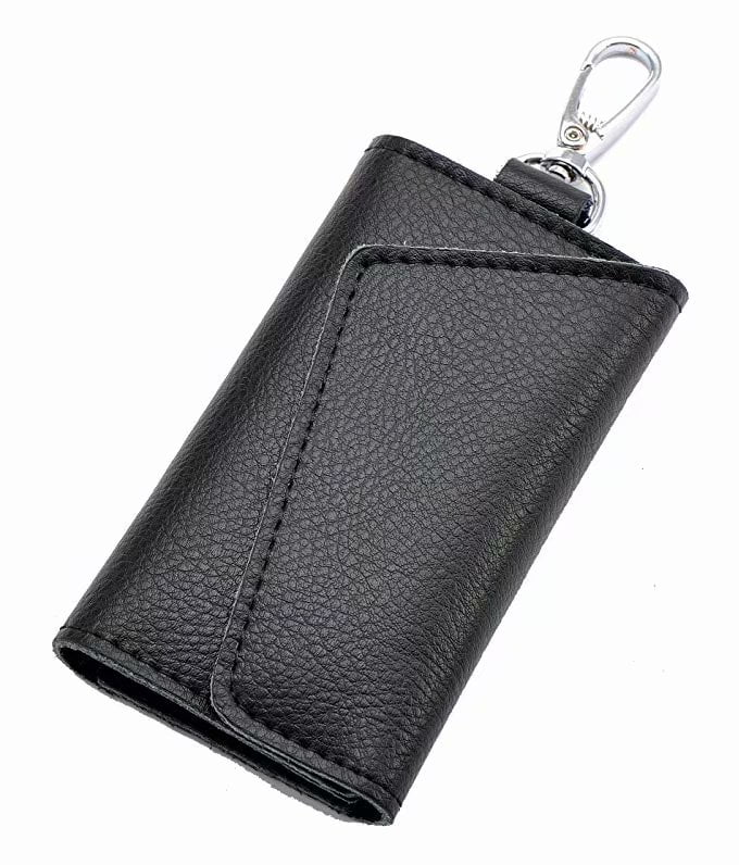 DEYYA Cat M Leather Key Case Wallets Unisex Keychain Key Holder with 6 Hooks Snap Closure 