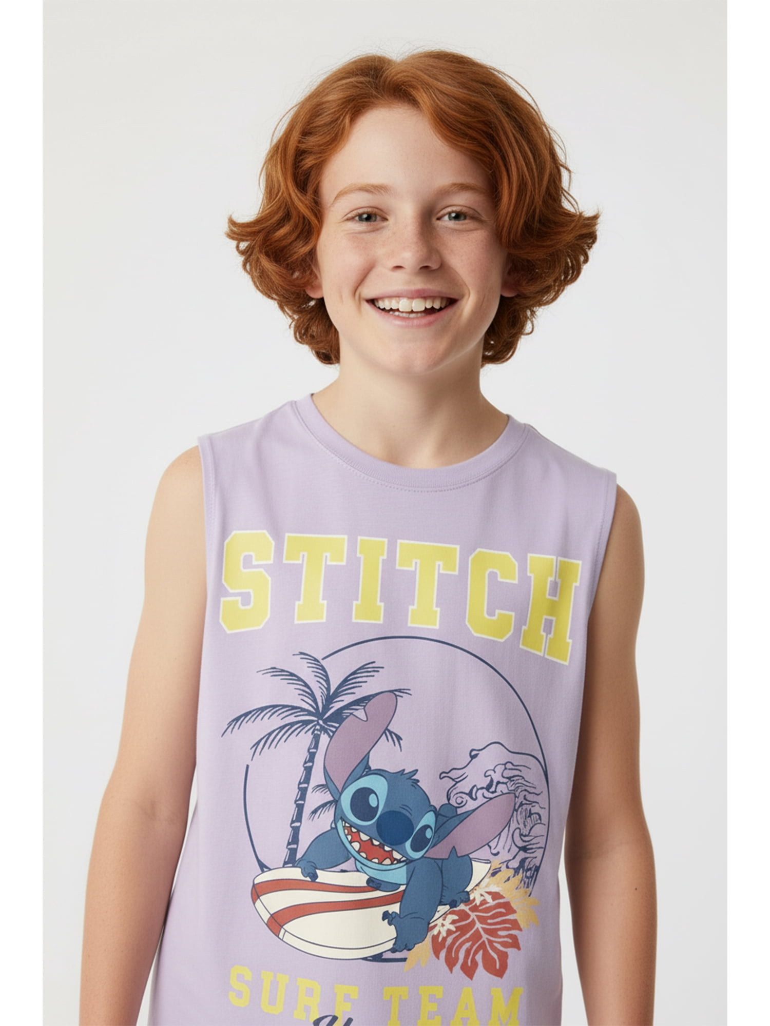 Lilo & Stitch Boys Surf Team Graphic Muscle Tank Top, Sizes 4-18