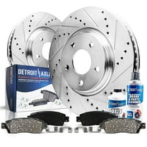 Detroit Axle - Front Brake Kit for 2011-2014 Honda Odyssey Drilled and Slotted Disc Brake Rotors Ceramic Brakes Pads 2012 2013 Replacement
