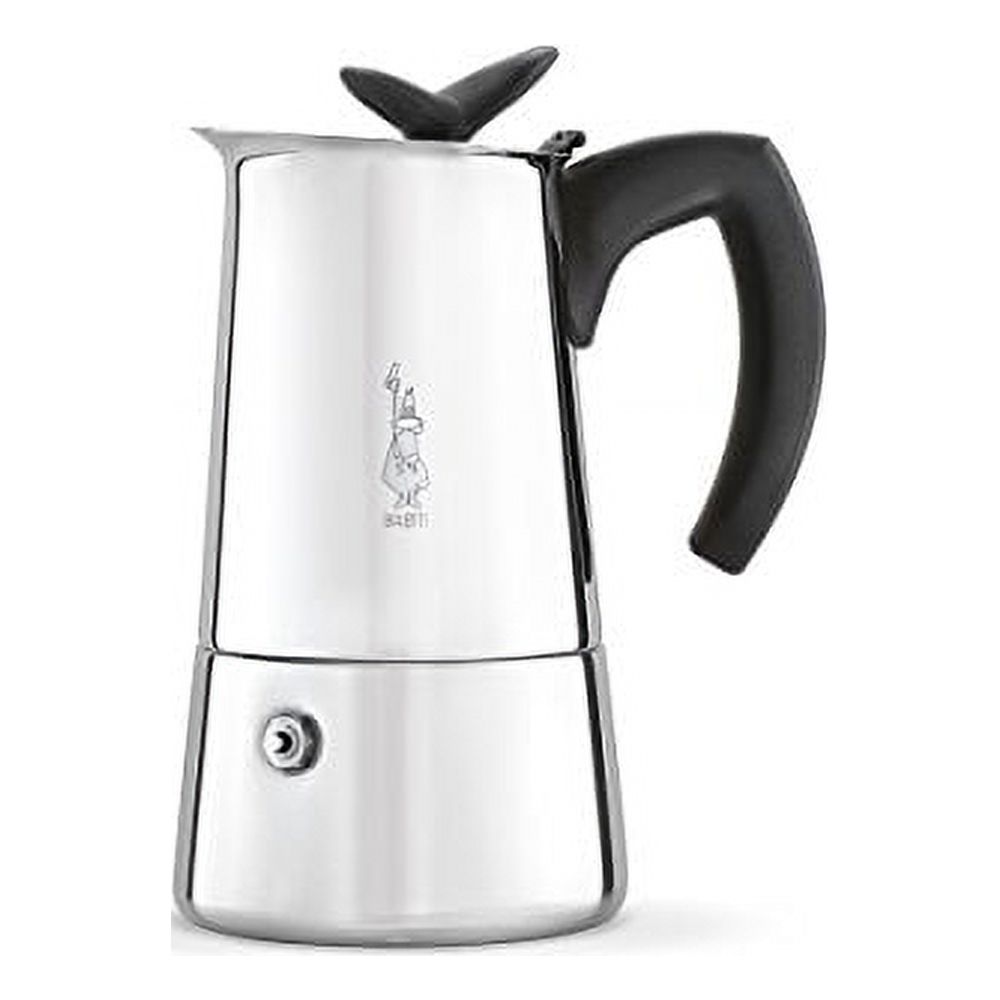 Bialetti Espresso Silver/Black Stainless Steel Stove top Coffee/Tea Pot