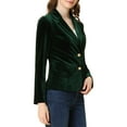 thumbnail image 5 of INSPIRE CHIC Women's Vintage Velvet Blazer Notched Lapel Button Front Wear-to-Work Jacket M Dark Green, 5 of 9