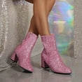 thumbnail image 3 of Modisza Women's Fashion Ankle Boots Glitter Sparkly Mid Calf Booties Ladies Outdoor Comfortable Low Heel Party Dressy Boot, 3 of 6