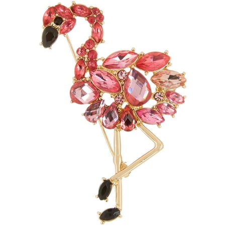 Napier Boxed Multi Stone Pink Flamingo Pin Pink/gold tone
