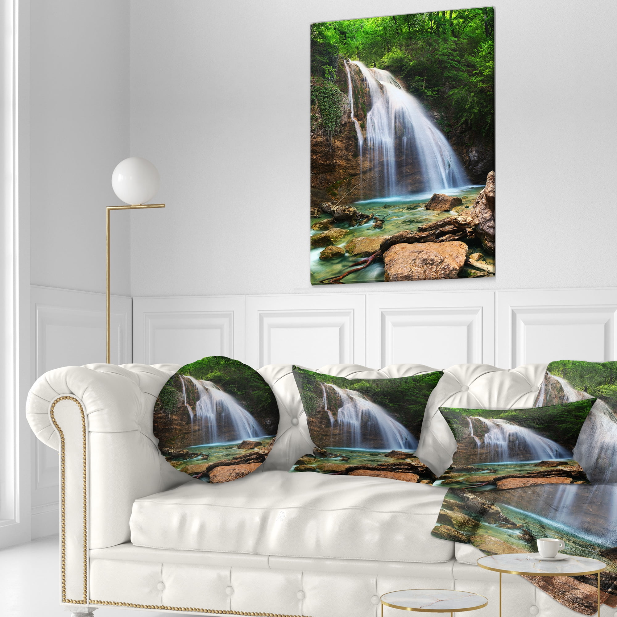 Designart Djur Djur Waterfall - Landscape Photography Throw Pillow - 12x20