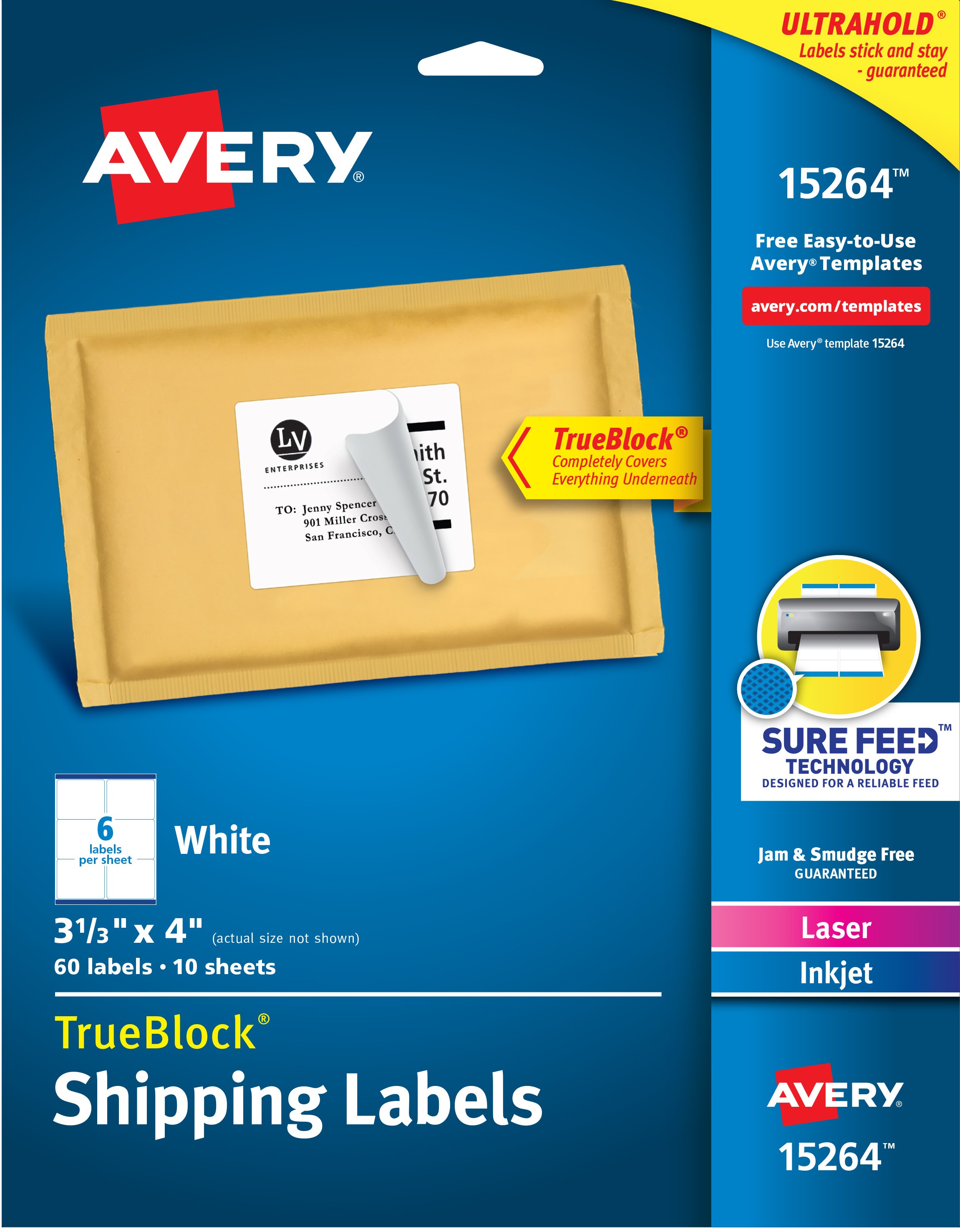 6000 Premium Address Shipping Labels – 3 1/3 X 4 Inches, 6-up, For Laser/Inkjet