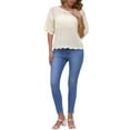 thumbnail image 2 of INSPIRE CHIC Women's Short Sleeve Crew Neck Hollow Out Summer Crochet Tops S Beige, 2 of 6