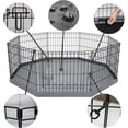thumbnail image 3 of Foldable Metal Dog Exercise Pen/Pet Puppy Playpen Kennels Yard Fence Indoor/Outdoor 8 Panel 24" W x 24" H with Bottom Pad (with Bottom pad, 8 Panels 24" H), 3 of 6