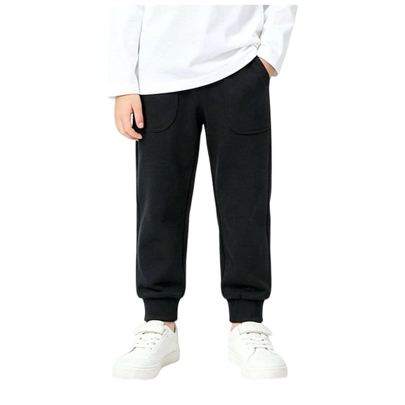 NOEGOEU Pants for Kids Boys Sweatpants Joggers Casual Athletic Pants with Drawstring Pockets 5-14Y (Black,7-8 Years)