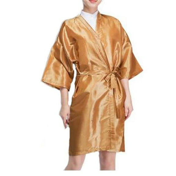 Panda Superstore  Gown Upscale Robes Beauty Salon Smock for Clients - Gold
