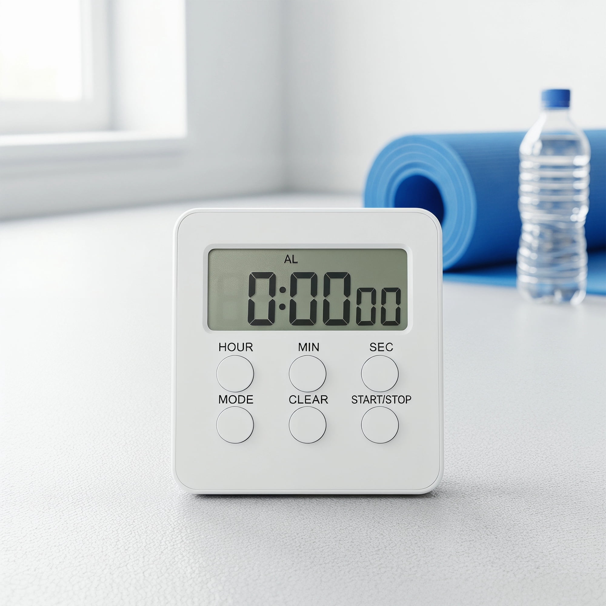 Unique Bargains Loud Alarm Clock Magnetic Backing Stand Cooking Timer White
