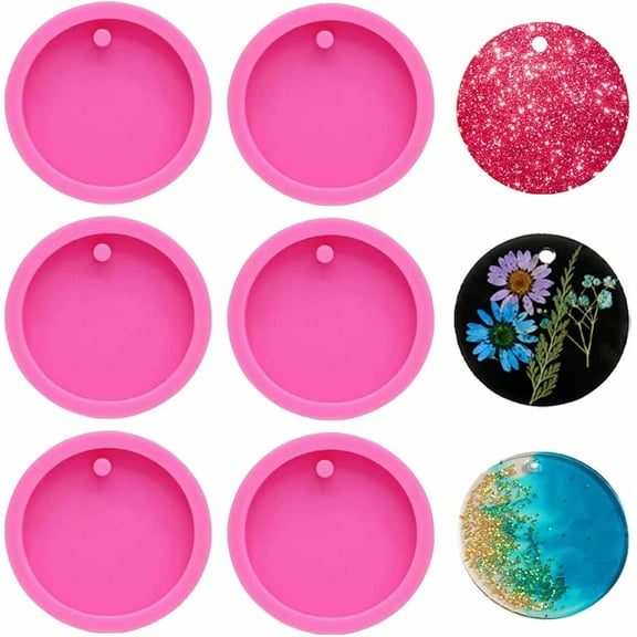 10 Pack Silicone Ornament Mold Clearance, Christmas Crafts Resin for Epoxy Molds Pendant Christmas Silicone Round Molds Jewelry Shape Resin Keychain Resin Ornaments Diy Making Home Diy(2 inch)