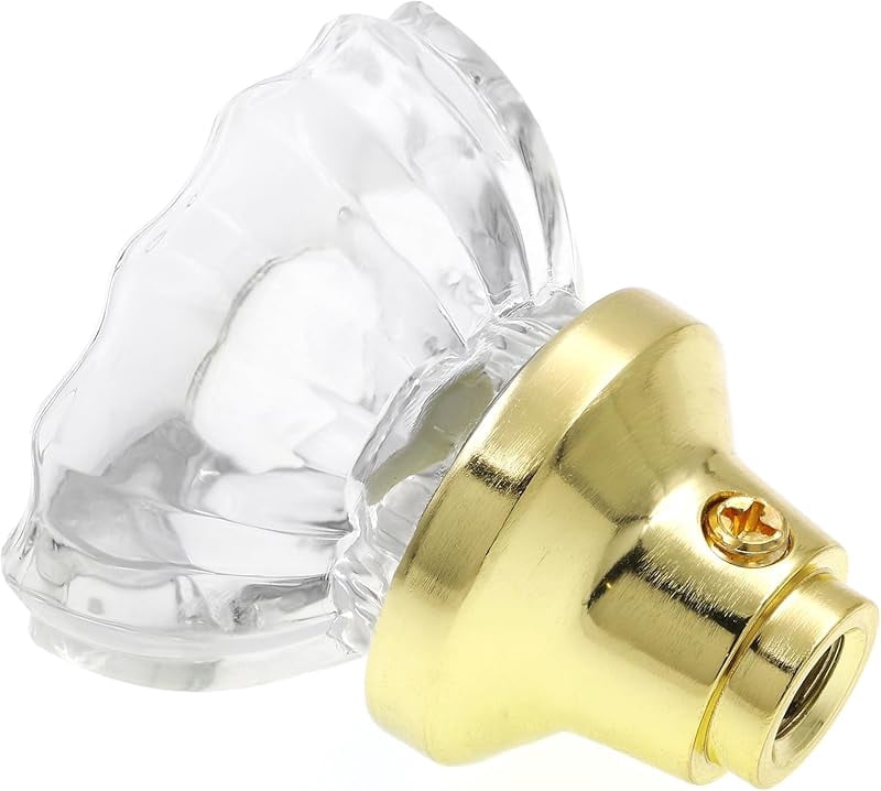 E 28316 Mortise Style Fluted Glass Door Knobs - Perfect for Replacing Broken Antique Lock Sets on Interior Doors, Features 2 In. Outside Diameter Knobs, Brass Plated (Single Pack)