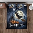 thumbnail image 4 of Happy Halloween Wirehaired Pointing Griffon Witch Pumpkins Bats Quilt Bedding Set Dog Lover 1 Blanket Bed Cover 2 Pillowcases - 13012, 4 of 5