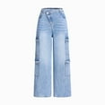 thumbnail image 4 of NIEWTR Girls Size 10-12 High Waist Parachute Pants Casual Straight Streetwear Heart Embroidered Denim Pants Teen Girl Trendy Clothes Baggy Denim Cargo Casual Jeans,8-9 Years, 4 of 6