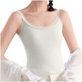 thumbnail image 4 of Fanxing Crop Tank Top for Women Basic Solid Spaghetti Strap Camisole Cotton Sleeveless Bralette White,M, 4 of 6