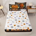 thumbnail image 4 of Feelyou Spooky Pumpkin Zipper Full Size Comforter Sets with Fitted Sheet and 2 Pillowcases, Vintage Gothic Skull Candle Zipper Bedding Set, Black Orange, Halloween Reversible, 4-Piece, 4 of 7