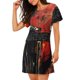 thumbnail image 2 of Balery Abstract Skull Guitar Art Camisón de manga corta con cuello redondo para mujer, cómodo y elegante., 2 of 6