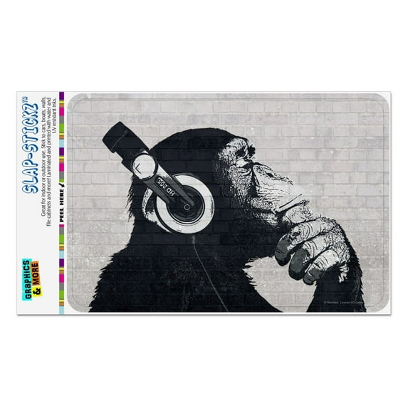 Headphone Chimp Monkey Wall Home Business Office Sign