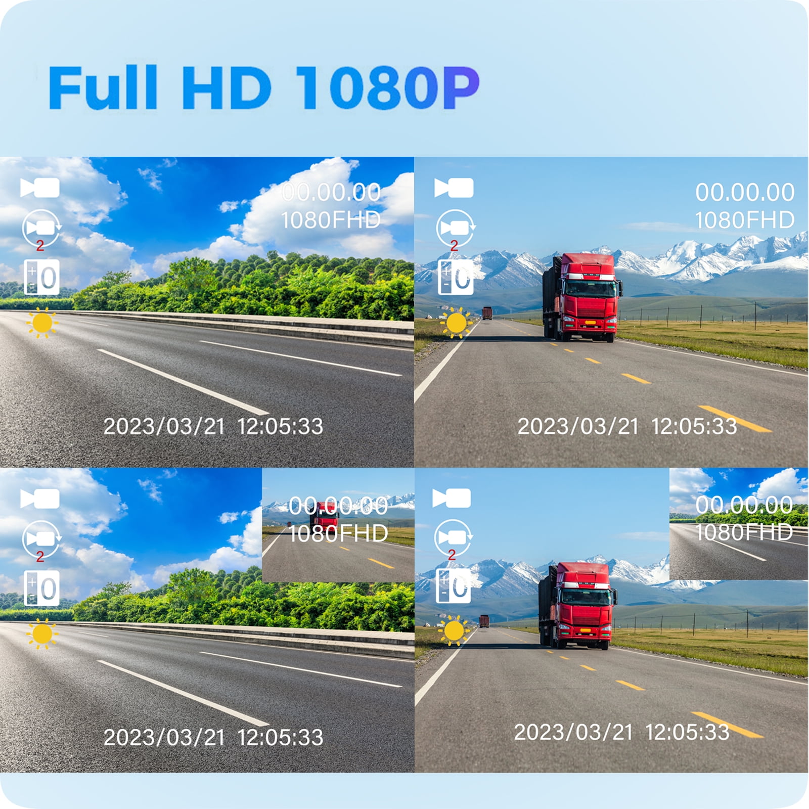 Dropship 3 Channel Dash Cam Front And Rear Inside; 1080P Dash IR