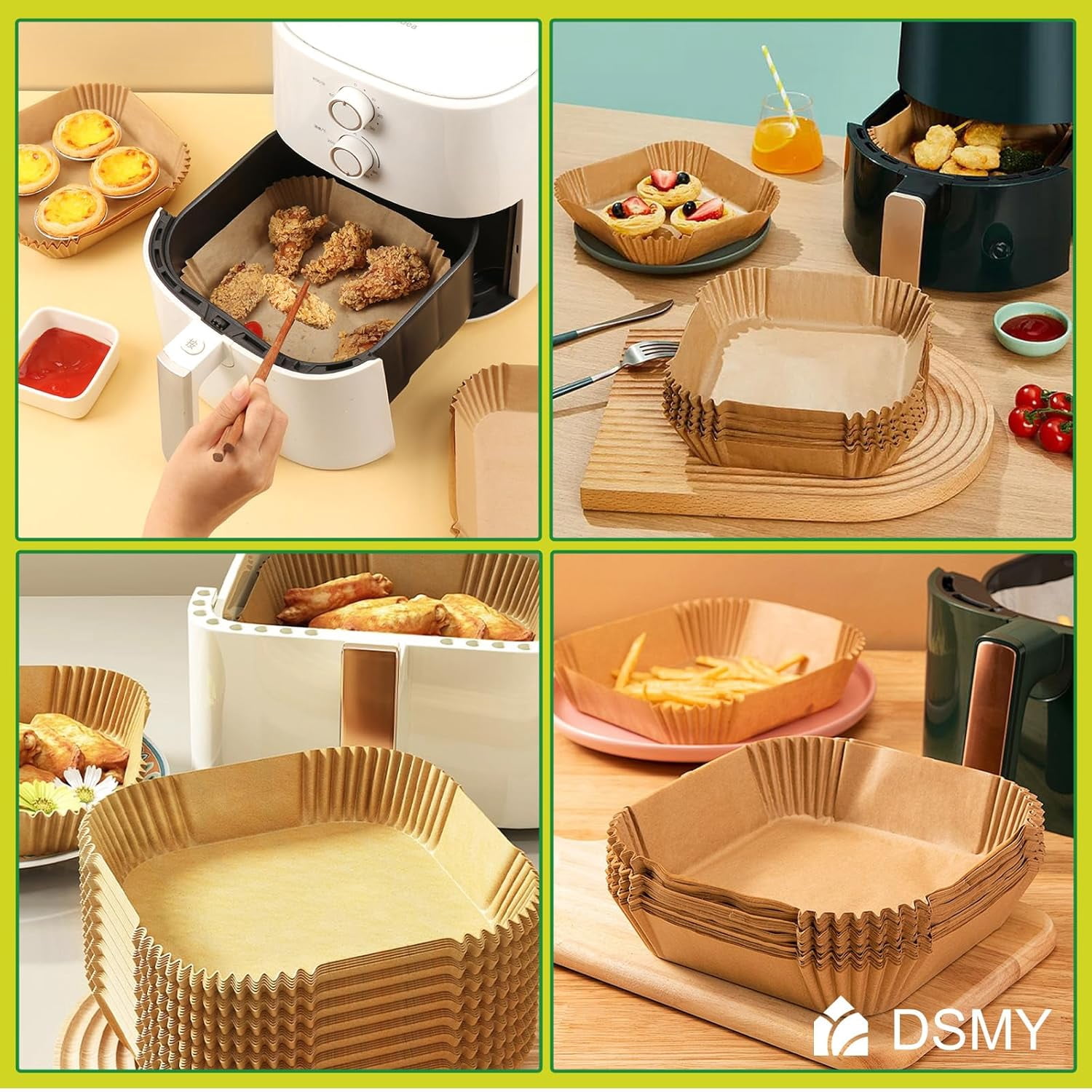 150 PCS Air Fryer Disposable Paper Liners,8 Inch Square Parchment Disposable Paper Liner for 5-8QT Air Fryer,Baking, Roasting and Microwave, Non-Stick Airfryer Accessories
