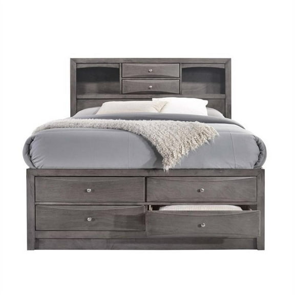 Bowery Hill Queen Storage Bed in Gray