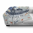 thumbnail image 3 of Amsterdam Soft Flannel Fleece Blanket, Hand-drawn Style Illustration with Canal Houses Swirls Stars and a Travel Words, Cozy Plush for Indoor and Outdoor Use, 60" x 80", Multicolor, by Ambesonne, 3 of 6